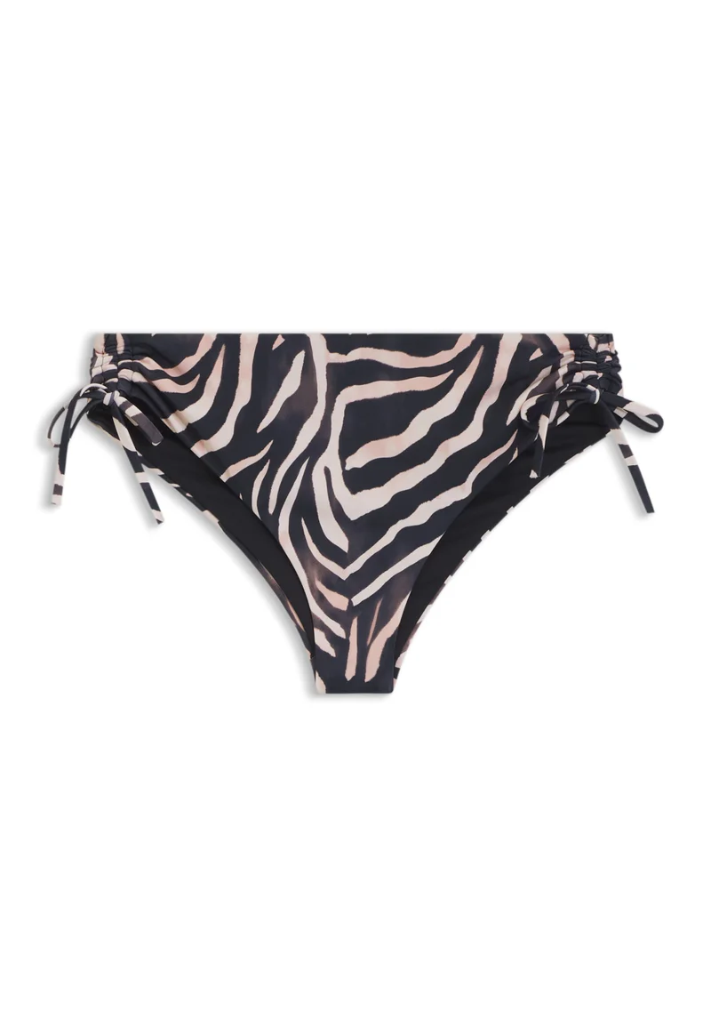 Printed bikini bottoms with stacked-logo charm